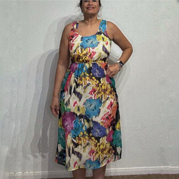 Maurices Floral Sleeveless Midi Dress Sz M - Picture 1 of 12